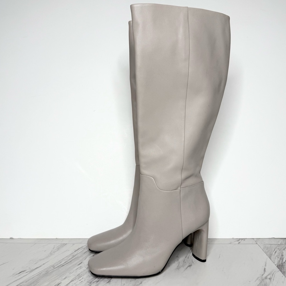 Sarto Franco Sarto Flexa Gray Leather Square Toe Wide Calf Heel Tall Boot 8 1/2